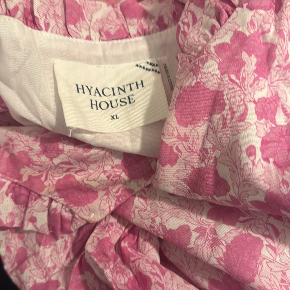 🌸 HYACINTH HOUSE Pink and White Floral Mimi Midi Dress XL 🌸 - Picture 9 of 9